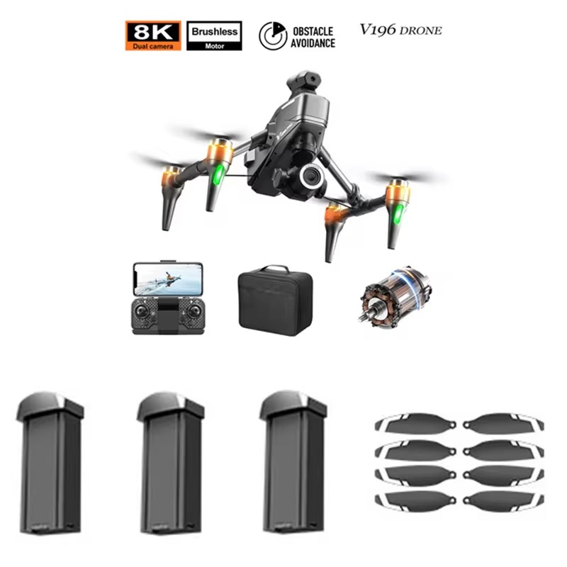 Drone V196 Rc - V196 Borstelloze 8K Obstakelvermijding RC Drone
